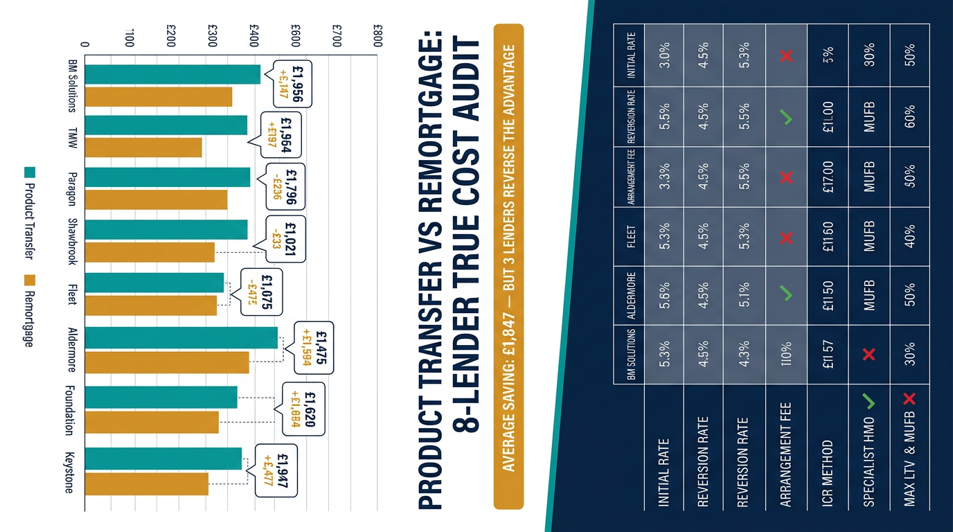 Product Transfer vs Remortgage BTL: True Cost Compared Across 8 Lenders